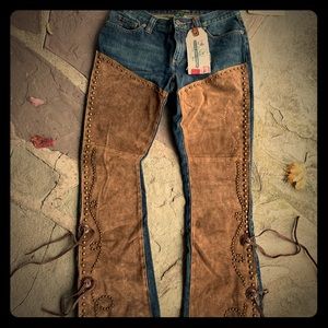 Ralph Lauren Leather and Studded Denim